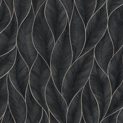 Vliestapete - Subtle Blatter Silber/Blau - 10m x 52cm (1/4)
