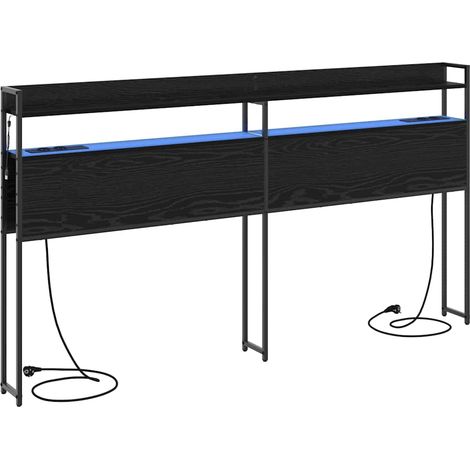Tête de lit,Panneau décoratif avec étagère Chêne noir 200 cm Bois d'ingénierie CFW2561092 (1/5)