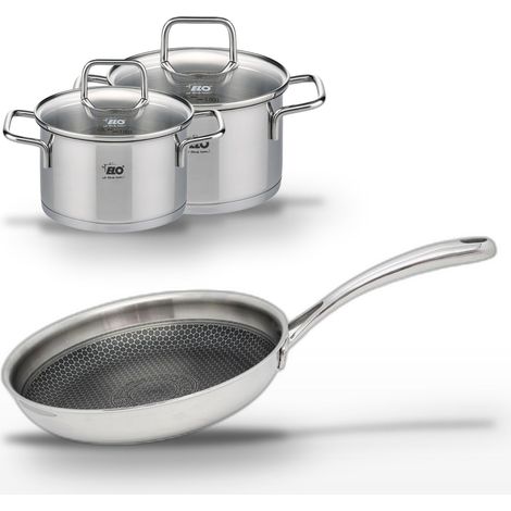 Lot Poêle 28cm Elo Relief Evolution & 2 Faitouts 16/14cm (1/5)