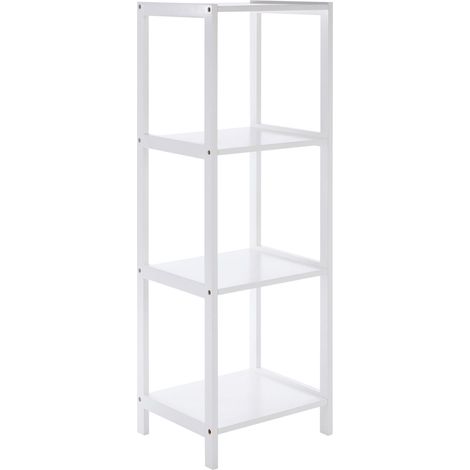 Premier Housewares 4 Tier Pine Wood Bathroom Shelf With Square Shelves White Finish Bathroom Organiser / Storage Shelving Unit For Garage Shelves 36 x 112 x 36