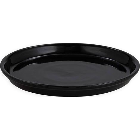 Soucoupe de cache pot en grès noir - noir (1/3)