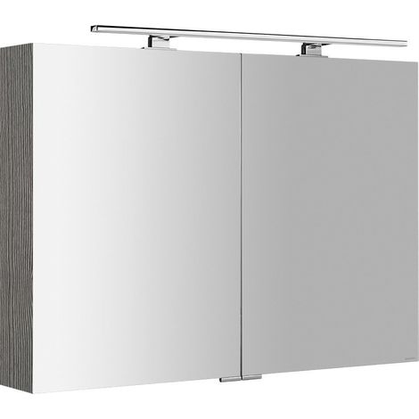 Armoire à miroir MIRRÖ avec lumière LED, 100x70x16cm, chêne argenté (1/5)