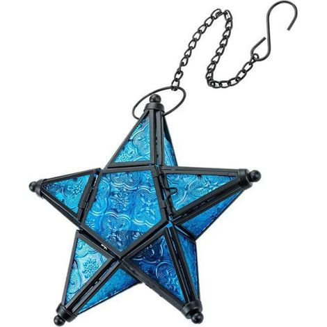 Candle Pendant - Embossed Glass Five-Pointed Star - Hanging Wind Lamp for Aromatherapy Candles - Home Decoration - 1 Piece (1/5)