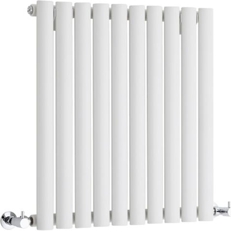 Milano Aruba White Horizontal Single Oval Panel Radiator - 635mm x 595mm (1/5)
