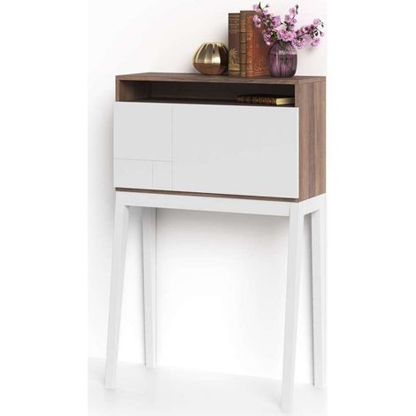 Mesa estudio para colgar Mod-630 acabado nogal/blanco, 39 x 75 x 117 cm (fondo x ancho x alto) (1/2)