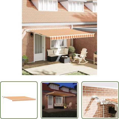 Store extérieur - Auvent Rétractable Jaune et Orange 400 × 300 cm (1/5)