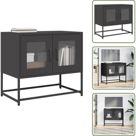 vidaXL TV-Schrank Schwarz 68x39x60,5 cm Kaltgewalzter Stahl (1/5)