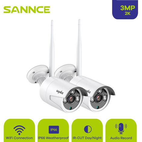 SANNCE 3MP Wireless Security Camera with Outdoor Weatherproof Night Vision 2pcs (1/5)