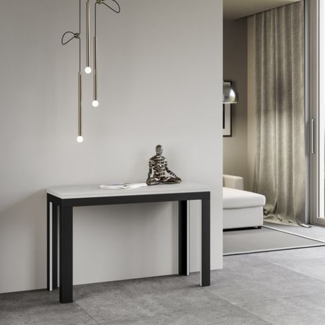 Tavolo apribile 120x45/90 cm Linea Double Bianco Frassino telaio Antracite (1/5)