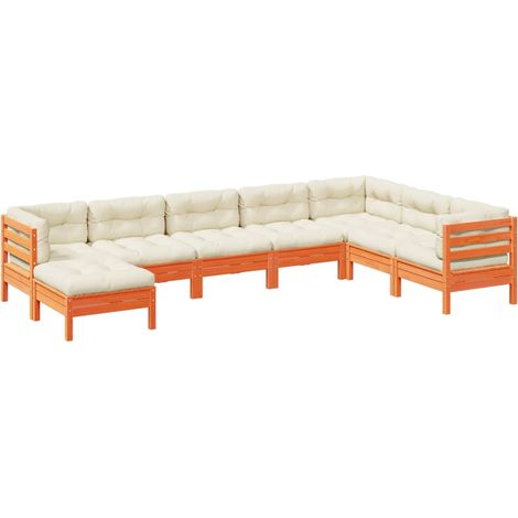 Maison Exclusive - Set de sofás jardín 8 pzas con cojines madera (1/5)