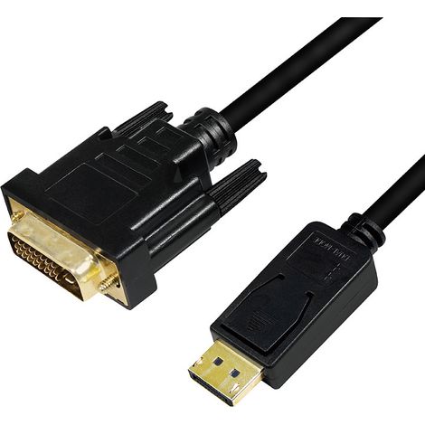 Câble DisplayPort vers DVI 2 m LogiLink DP/M-DVI/M Full HD 1080p plaqué or