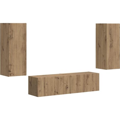 TV-Schrankset Wandmontiert 2 pcs Artisan-Eiche Holzwerkstoff vidaXL