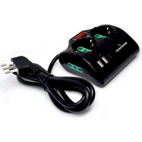 MULTIPRESA POWER CLEANER 4: INGRESSO ITALIA - 2 USCITE ITALIA/SCHUKO - 2 USCITE ITALIA 10/16A - PORTE USB - TOGETHER ON (FMP4IIGUSB)