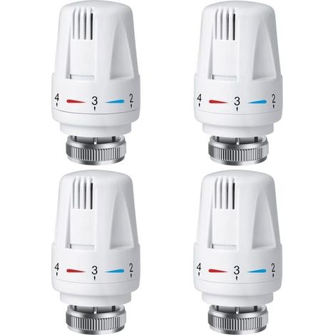 Enowelir 4 Pièces Tête Thermostatique Radiateur M30 x 1 5 TRV Vanne Système Chauffage Maison Bureau (1/4)