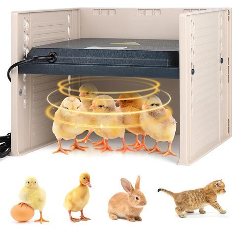 Plaque Chauffante Poussin 25 W Chauffages pour Poulailler avec Panneaux Anti-Vent, Chick Heating Plate Hauteur Réglable 7 19 cm et Température 10 60 °C (1/5)