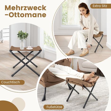 Sillon con taburete reposabrazos bolsillo lateral y reposapies sillon relajante sillon orejero marron