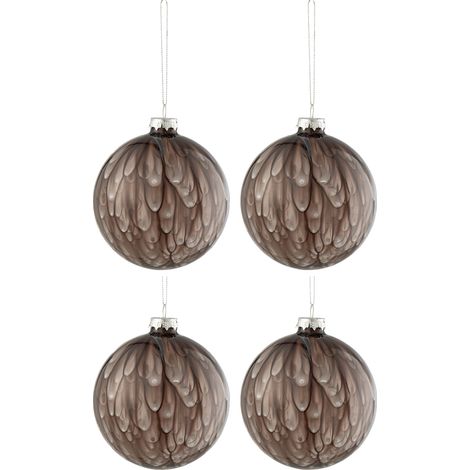lot de 4 Boules de noël noir fumé en verre (1/2)
