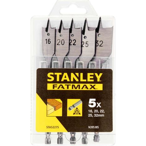 ESTUCHE PLASTICO DE 5 BROCAS DE PALA AL CROMO-VANADIO PARA MADERA - STANLEY BLACK & DECK