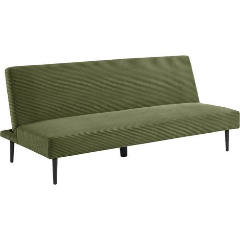 sweeek - 3-Sitzer Schlafsofa mit Cordbezug und Metallbeinen, Cord, Khaki