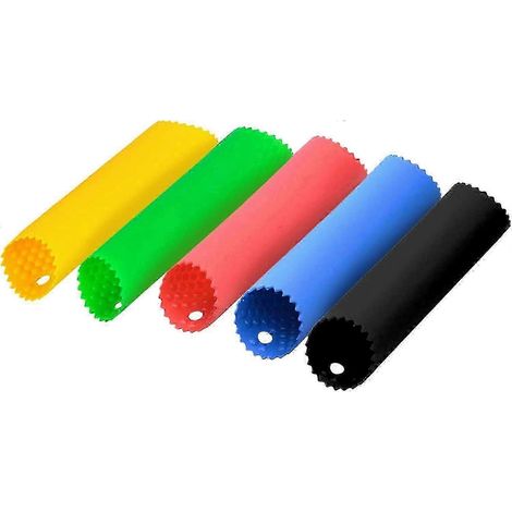 Lot de 5 éplucheurs d'ail en silicone, rouleau à ail, éplucheur de légumes, ustensiles de cuisine (rouge, jaune, vert, bleu, noir) (1/2)