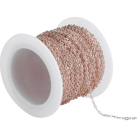 DIY Jewelry Accessories 10meters Cross O Flat Chain Spool Bulk for Bracelet Necklace ExtenderRose Gold 2.2x1.8x0.3mm (1/5)