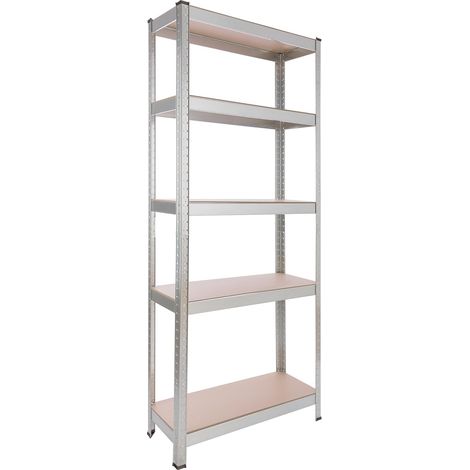 Arebos – Rayonnage lourd 180 x 75 x 30 cm – Charge 350 kg – 5 étagères réglables en hauteur – Système d'emboîtement sans outils – Métal galvanisé