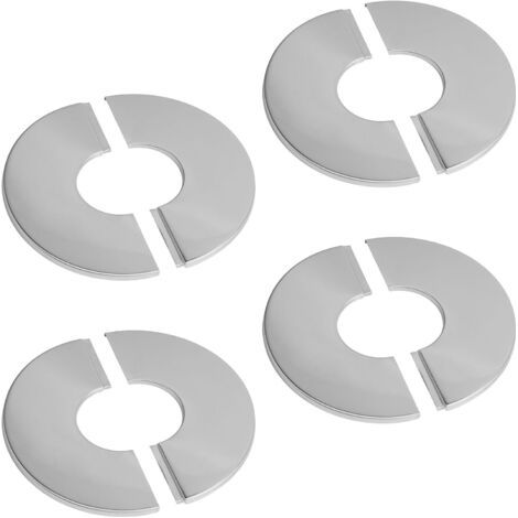 Lot de 4 Cache-tuyaux, Rond, Acier inoxydable, Diamètre 52 mm, Autocollant, Salle de bain (1/5)