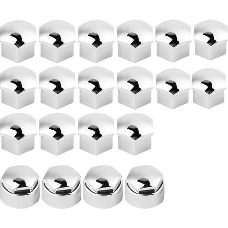 Qiilu Cache-écrou de roue 17mm 20 pcs 17mm Capuchons de Protection Couvercle d'Écrou de Roue Voiture pour Audi Argent (1/3)
