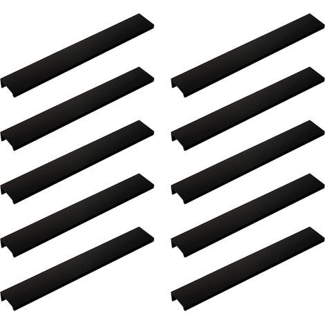 (10pcs, Black) Invisible Long Cabinet Door Handle, 200mm Long, Black Edge Handle Without Punching (1/5)