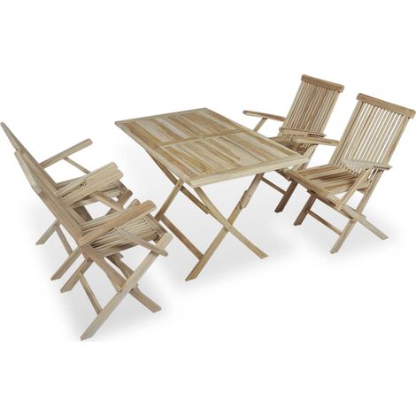 Ensemble à manger d'extérieur 5pcs Bois solide de teck vidaXL (1/5)