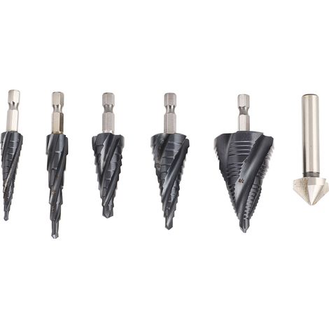 RASTKY Jeu de Forets étagés Efficaces à 4 Cannelures M35, Kit de Forets Pagode en Cobalt pour Acier Inoxydable, 5 Pièces pour Perceuse électrique