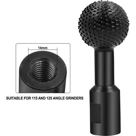 Fraise rotative à bille, forme sphérique et acérée, fabriquée à la main pour le modélisme - noire, 14 mm (1/5)