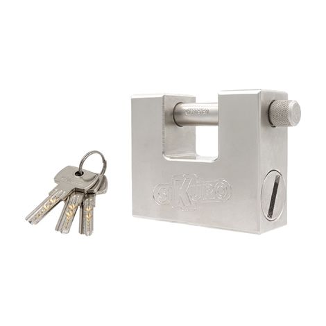 LUCCHETTO ANTISCASSO SSU84 ILSA  ACCIAIO CARBONITRURATO CROMATO CHIAVI 3 MM 84
