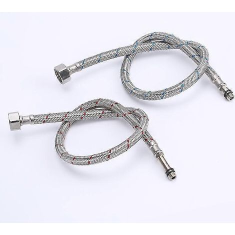 Lot de 2 flexibles de raccordement pour robinet, 80 cm, rallonge pour eau chaude et froide, compatible avec évier de cuisine ou de salle de bain. (1/4)