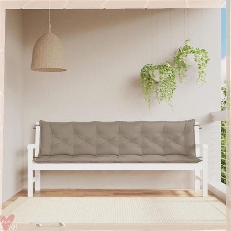 361743 Coussins de banc jardin lot de 2 taupe 200x50x7 cm tissu Oxford (1/5)