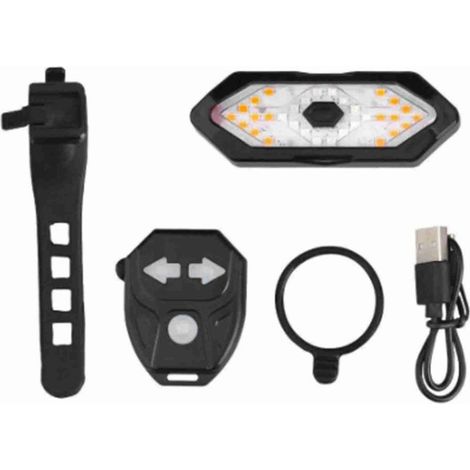 Guidon vélo clignotant USB rechargeable LED, feux arrière sans fil étanche, signalisation virage, lampe de vélo arrière (1/5)
