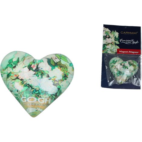 Aimant de réfrigérateur en forme de cœur, vase Van Gogh avec roses, cadeau artistique Carmani (1/3)