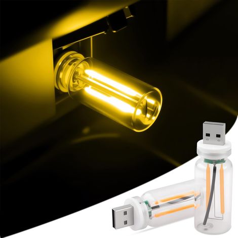 Lot de 2 lampes de voiture USB, lampe rétro tactile à intensité variable, lumière d'ambiance LED intérieure, mini lampe LED portable en bouteille de verre, pour véhicules, chambre, couloir, camping, d (1/5)
