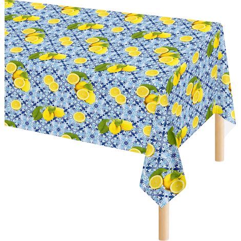 Tovaglia Antimacchia In Pvc Stampa Digitale Idrorepellente Facile Da Tagliare Copritavolo Cucina Vendita A Metro Tavolo Interno Esterno Salvatavolo Cerata 140x100Cm - Dis82-Limoncello (1/5)