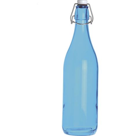 Excelsa Happy Color Bottiglia Liscia 1 Litri, Vetro, Azzurro, 8 x 8 x 30 cm