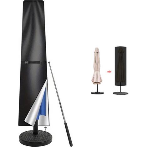 Telo di copertura per ombrellone, telo protettivo per ombrelloni a braccio fino a 190 cm, in tessuto Oxford impermeabile, con asta telescopica, resistente alle intemperie e robusto, con cerniera. (1/5)