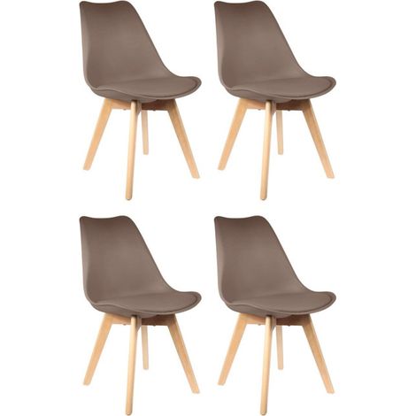 Lot de 4 Chaises Scandinave "Coquil" 81cm Taupe (1/5)