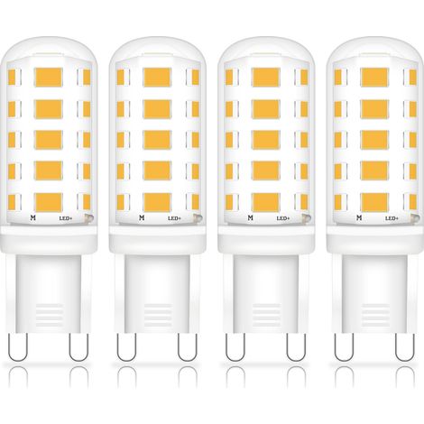 (Lot de 4) Ampoules LED G9, non dimmables, sans scintillement, lumière blanche chaude 3000K. (1/4)