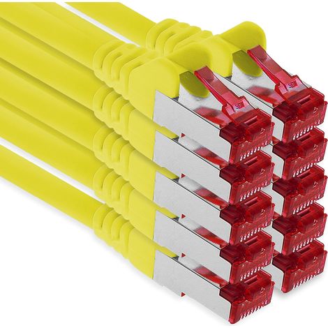 0,5m CAT6 Câble réseau LAN RJ45 1000 Mbit, 10 pièces - jaune (1/5)