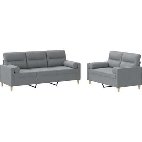 Maison Exclusive - Set Divani 2 pz con Cuscini Grigio Chiaro in Tessuto