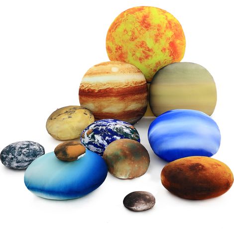 VERCART Sonnensystem Thema Dekorative Kissen Wissenschaft Pädagogisch Kinderspielkissen Kinderzimmer Bodenkissen 12 Stück