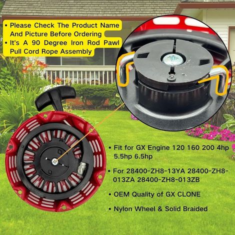 Lanceur GX160 Démarrage par traction 28400-Z4M-306ZB pour Honda GX120 GX200 4.0 5.5 6.5 6.5 hp Démarreur de rembobinage 3000 Watt Groupe électrogène (1/2)