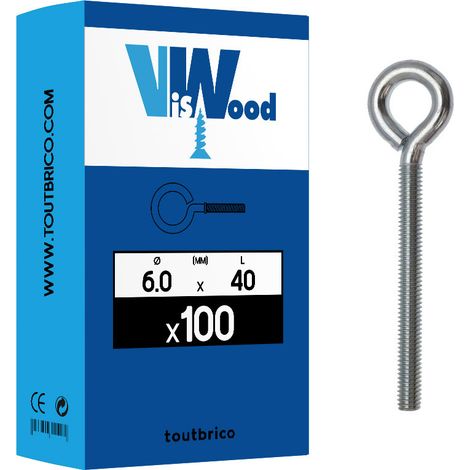 100 pitons vis métaux 6 X 40mm zingué - Viswood