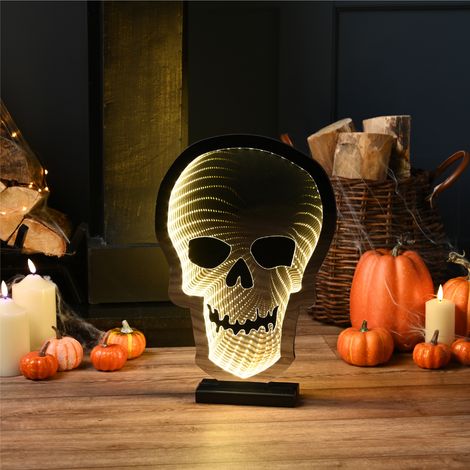 40cm Light up Halloween Skull Infinity Decoration with Warm White LEDs