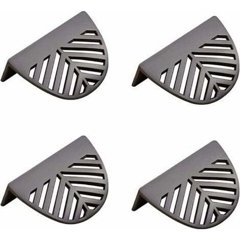 Lot de 4 poignées de meubles en forme de feuille en laiton doré - noir pour meubles de cuisine en laiton (1/4)